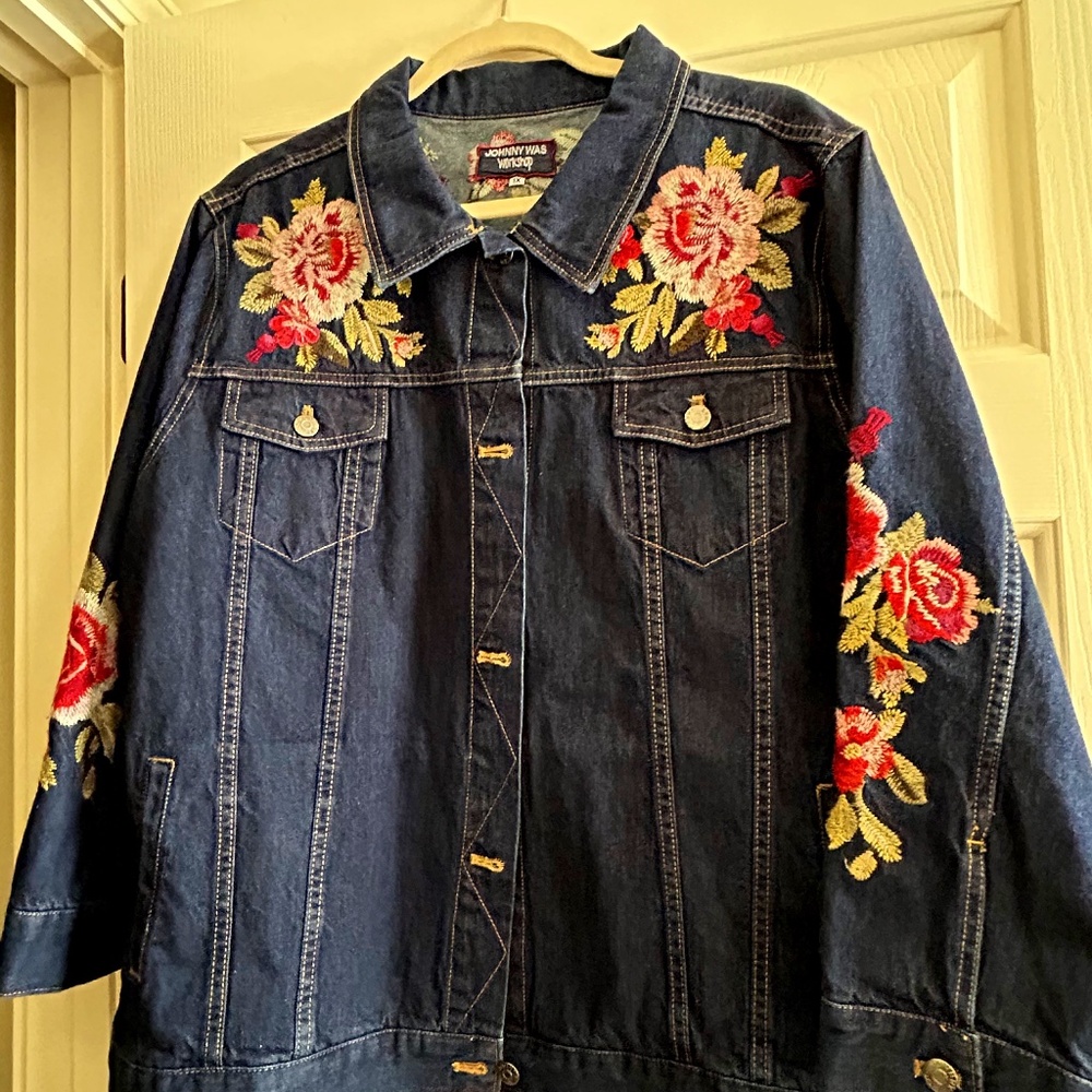Johnny Was Embroidered Denim Jacket 1x